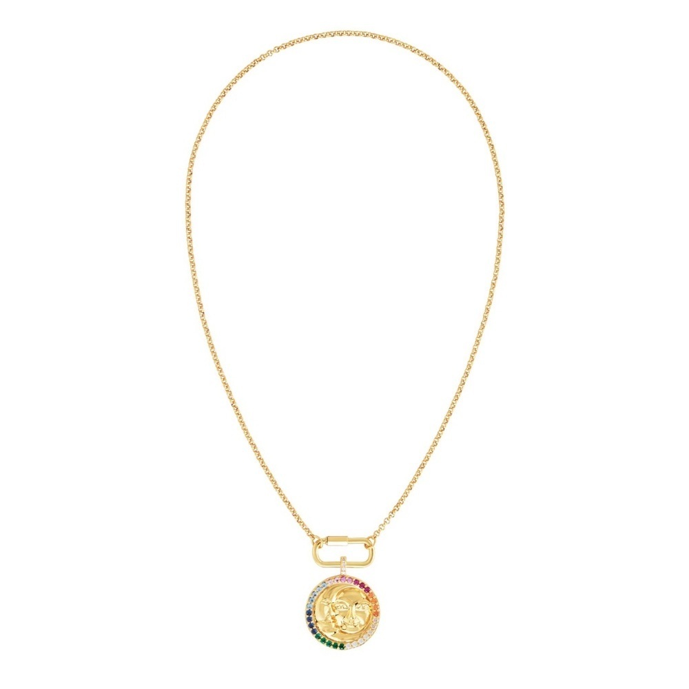 New! CELESTE STARRE Bali Moon Sun 18K Gold Plated Necklace - Picture 3 of 8